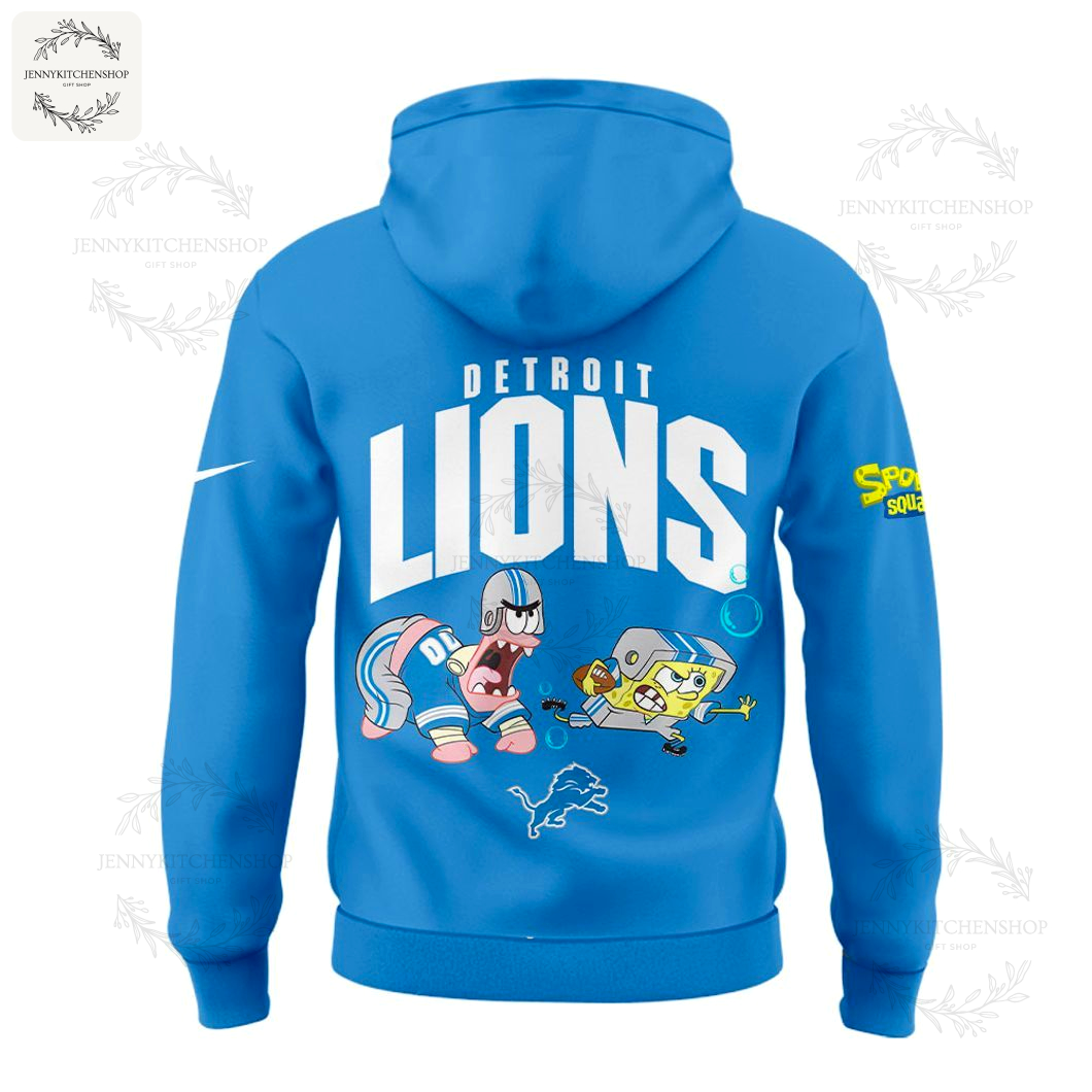 Detroit Lions New Design SpongeBob Blue Hoodie