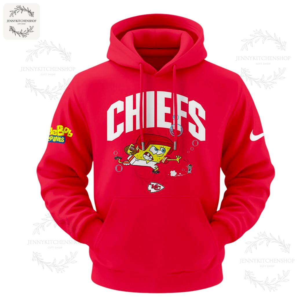 Kansas City Chiefs X SpongeBob Art Design Red Hoodie