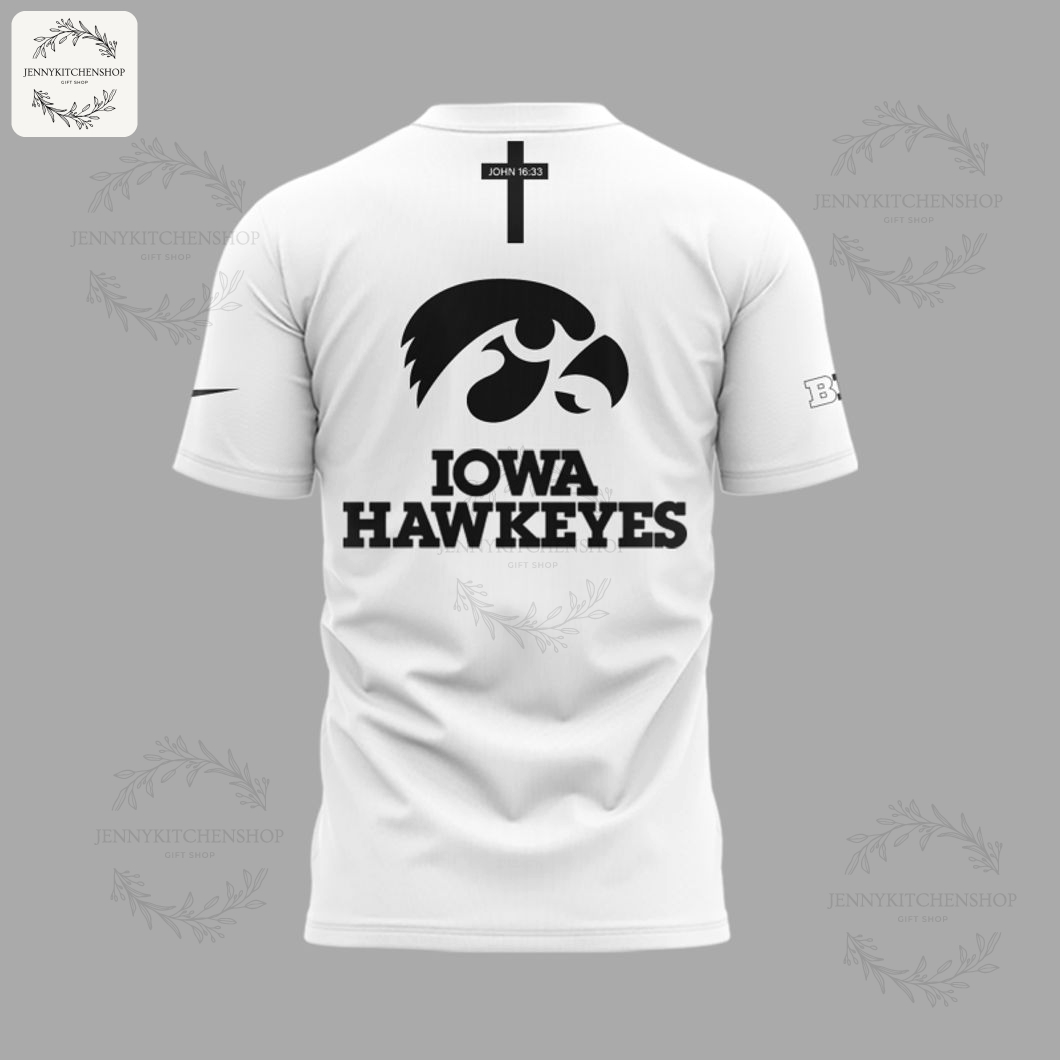 Official Iowa Hawkeyes "Jesus Is King" White T-Shirt - Unique Faith & Team Design.