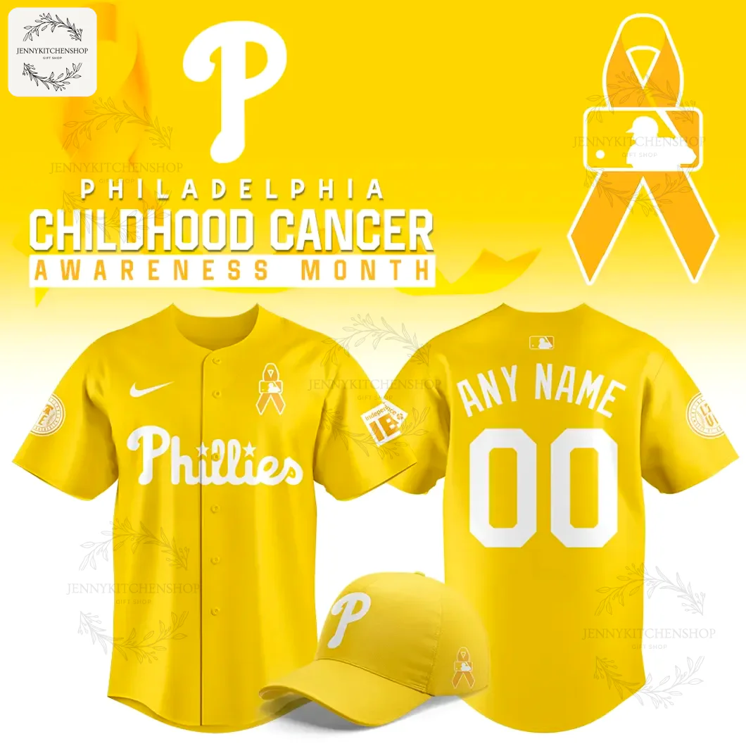 Philadelphia Phillies Childhood Cancer Awareness Yellow Baseball Jersey