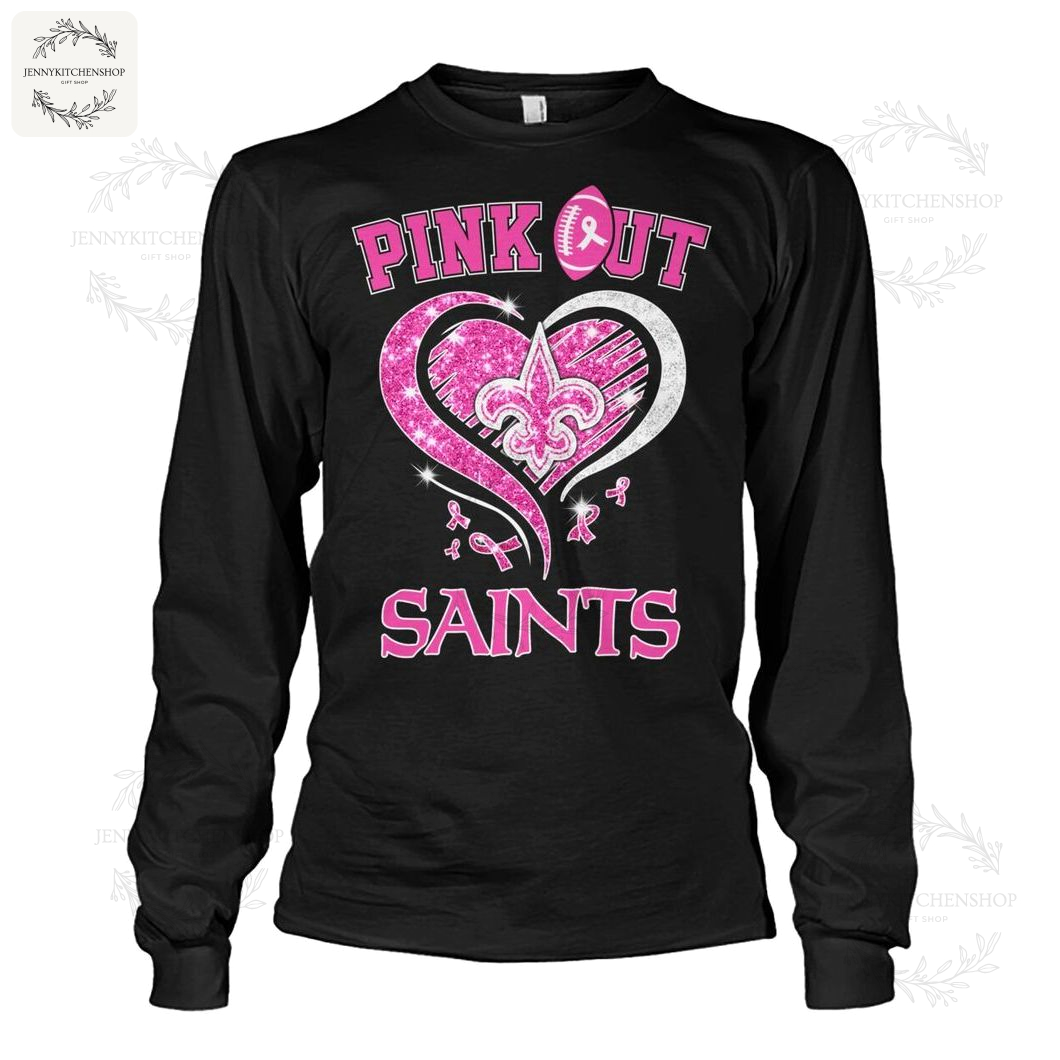 Saints Pink Out Heart Top Show NOLA Pride & Support Breast Cancer Awareness
