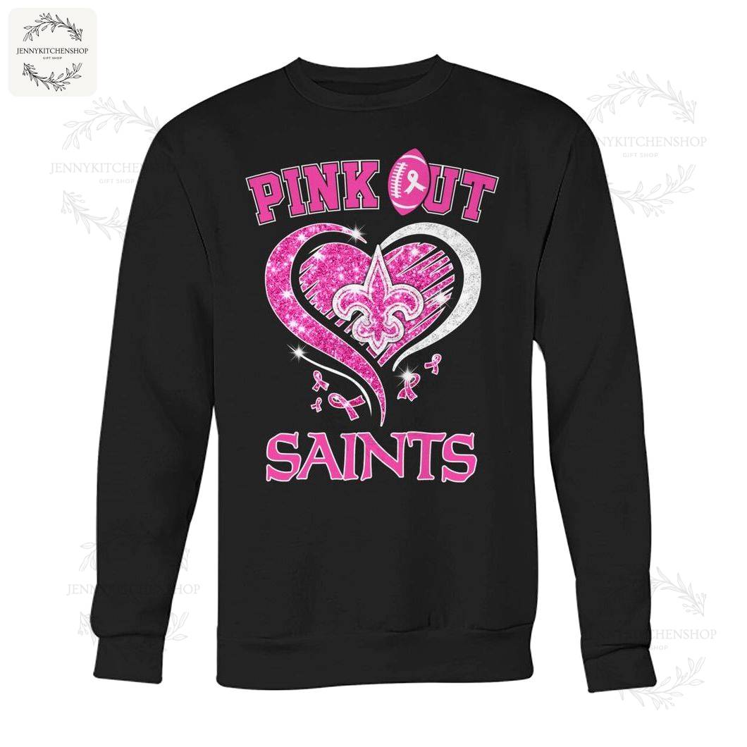 Saints Pink Out Heart Top Show NOLA Pride & Support Breast Cancer Awareness