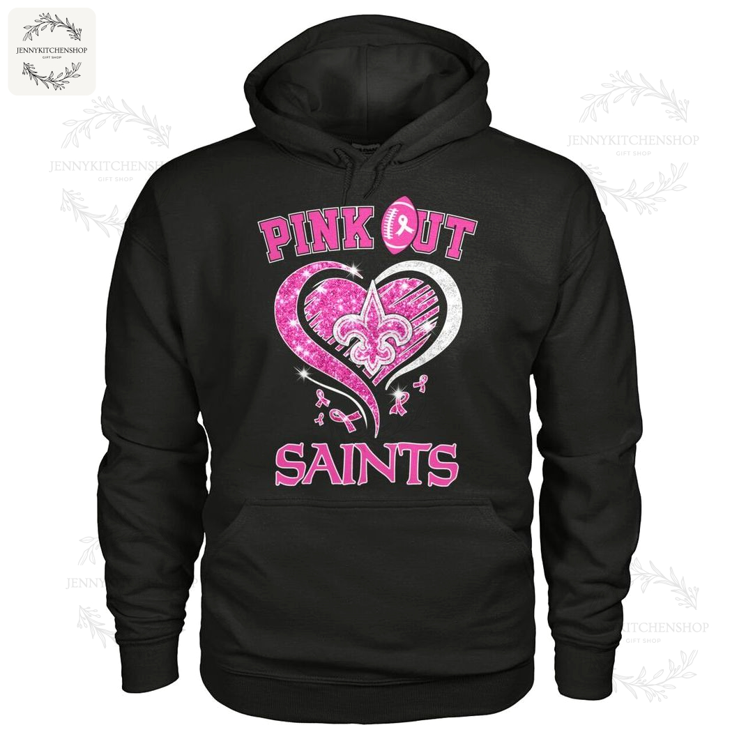 Saints Pink Out Heart Top Show NOLA Pride & Support Breast Cancer Awareness