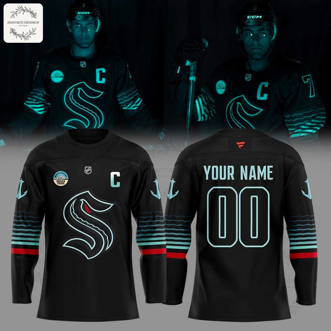 Seattle Kraken Grow In Dark Awakes Custom Black Hockey Jersey