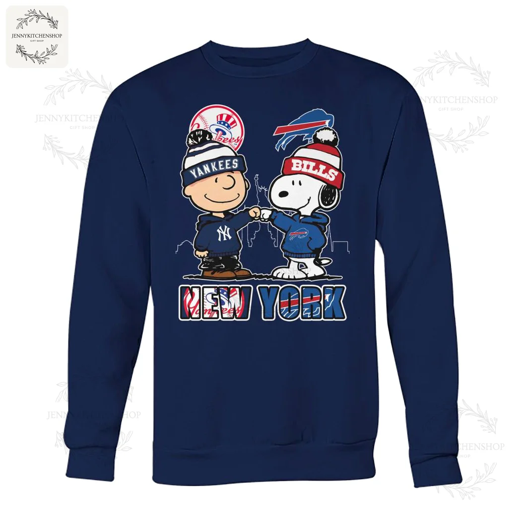 Yankees Bills Crossover x Peanuts - Charlie Brown Snoopy New York Graphic Sweatshirt