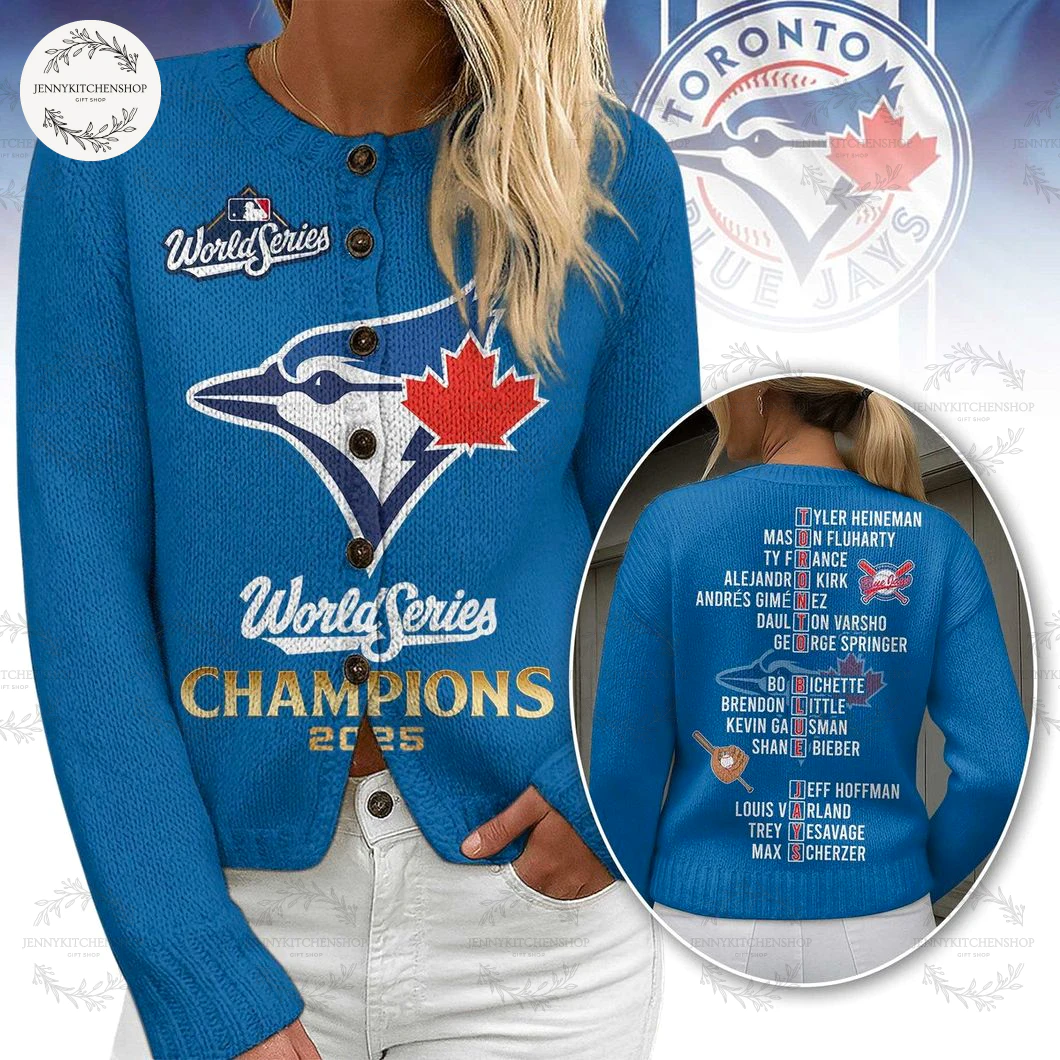 Blue Jays 2025 Champions World Series For Fans Cardigan Sweater