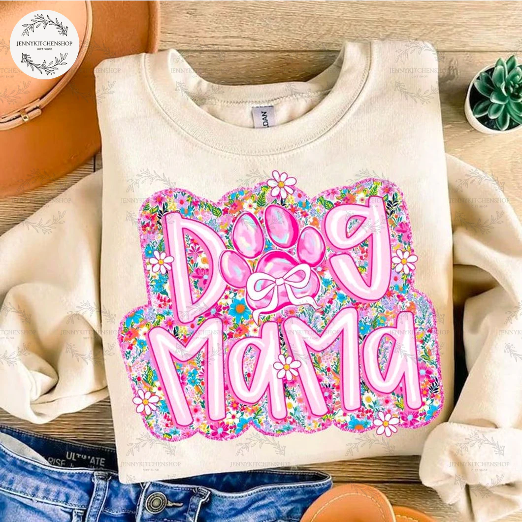 Dog Mama Mom Flower T-Shirt