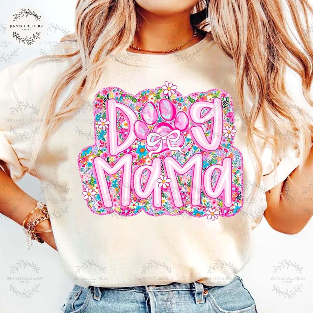 Dog Mama Mom Flower T-Shirt
