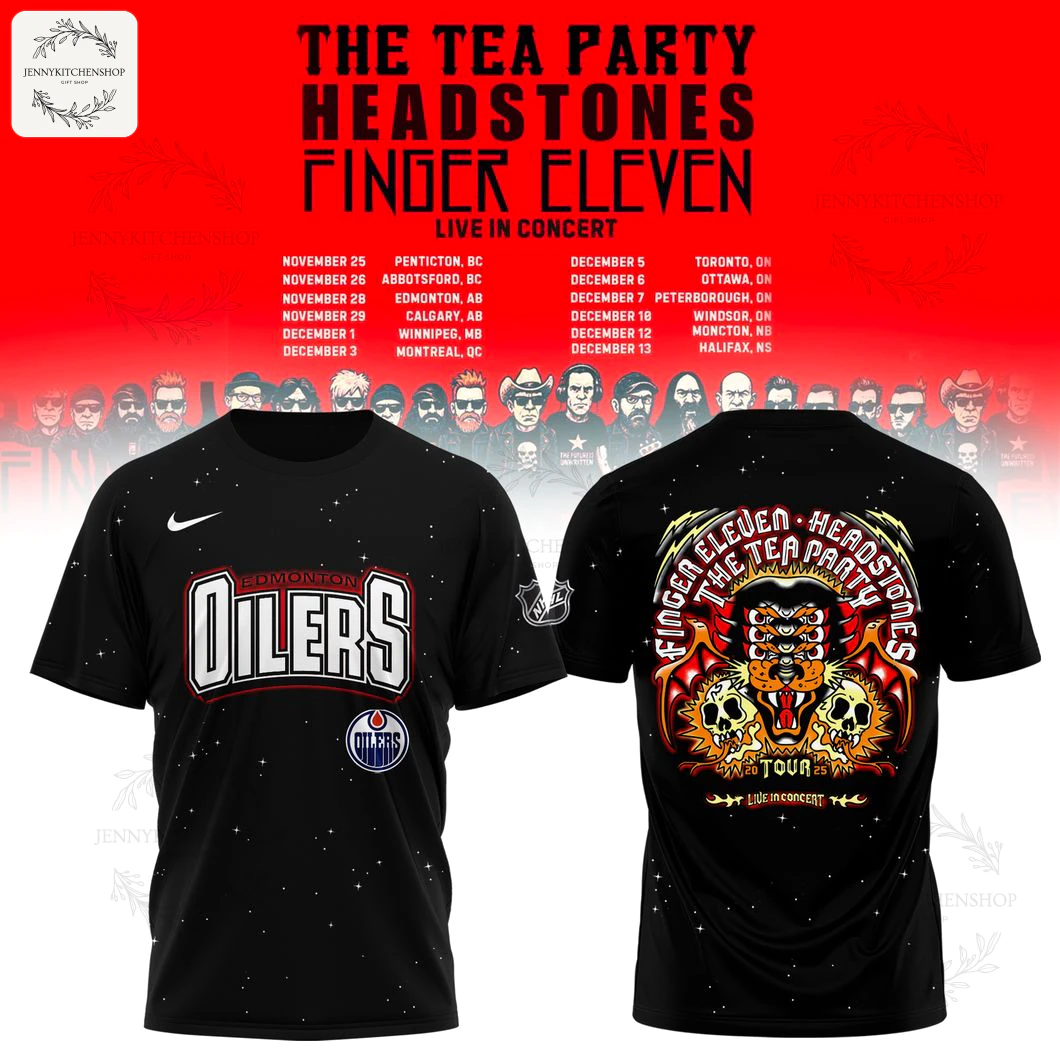 Edmonton Oilers x The Tea Party Live in Concert 2025 Limited Black Hoodie