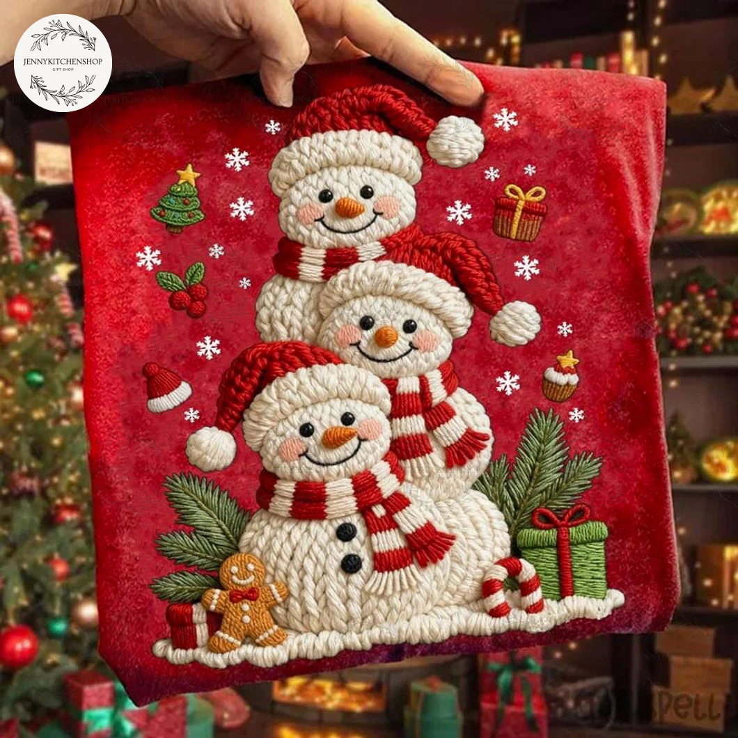 Faux Yarn Snowman Cute Christmas T-Shirt
