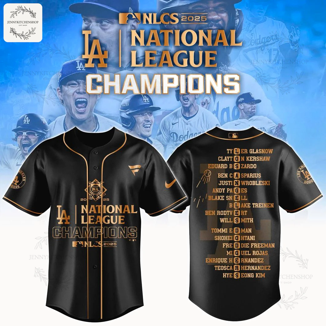 LA Dodgers Nation League 2025 Champions Black Jersey