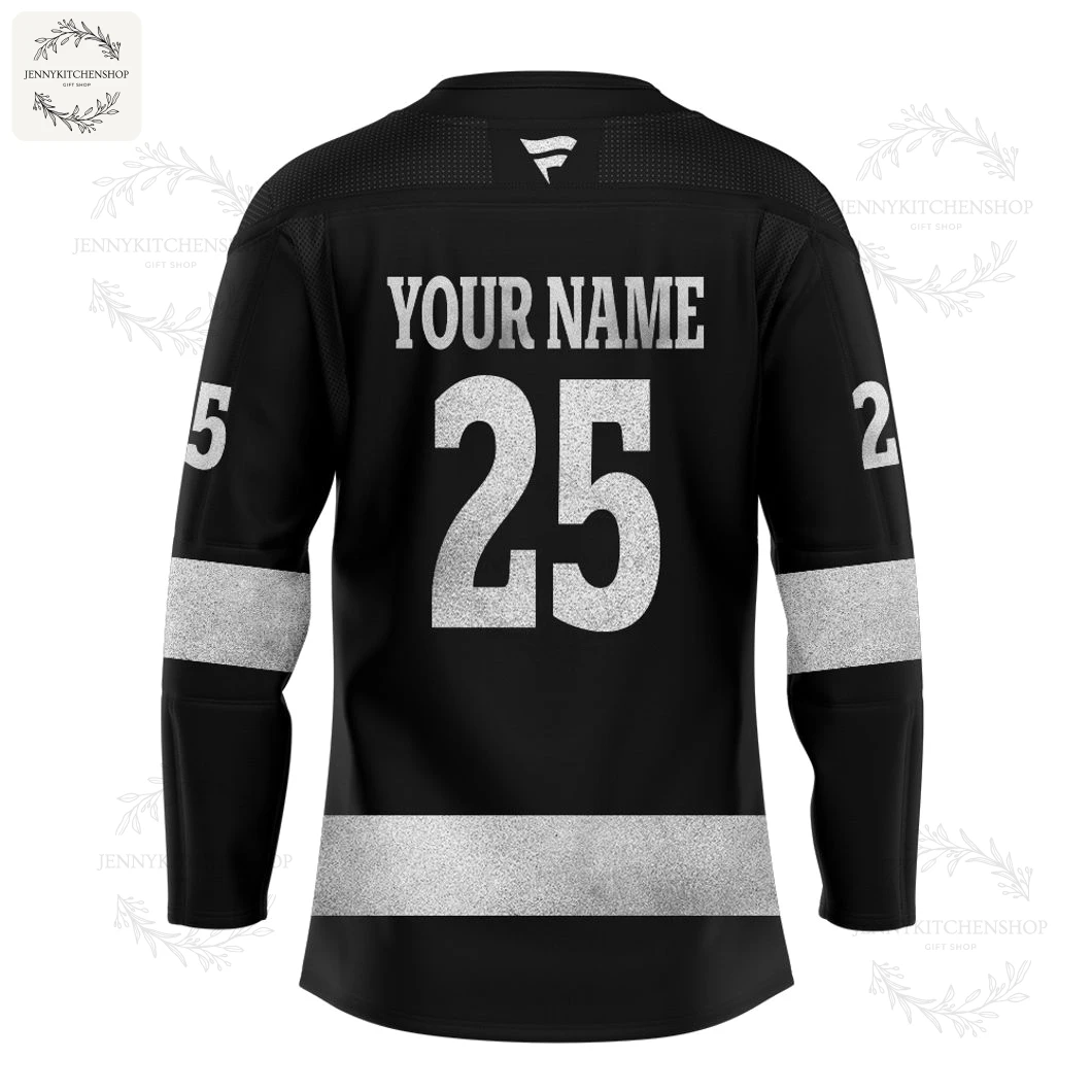 Back of the Los Angeles Kings Our Crown 2025 hockey jersey with placeholder for a custom name and the number 25.