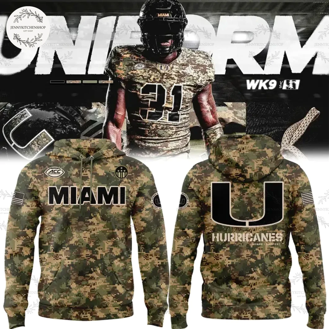 Miami Hurricanes 2025 Military Appreciation Special Edition Hoodie