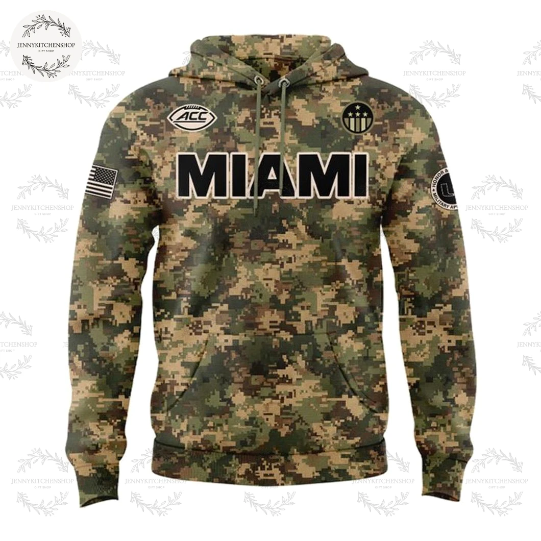 Miami Hurricanes 2025 Military Appreciation Special Edition Hoodie