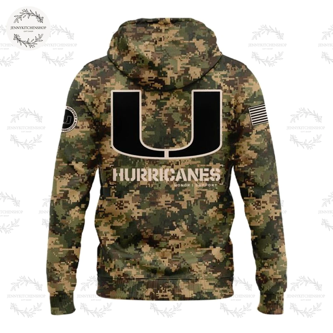 Miami Hurricanes 2025 Military Appreciation Special Edition Hoodie