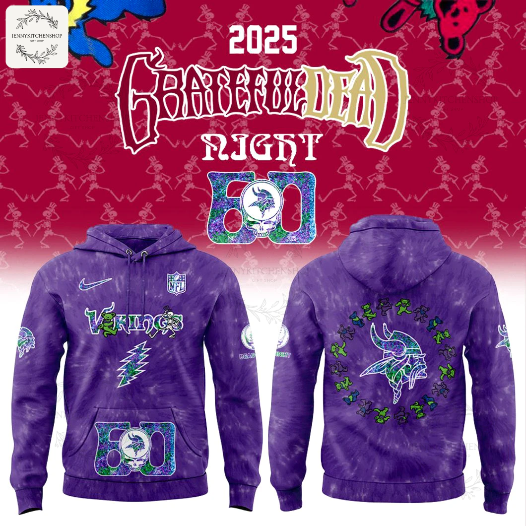 Minnesota Vikings Grateful Dead 60th Anniversary 2025 Hoodie