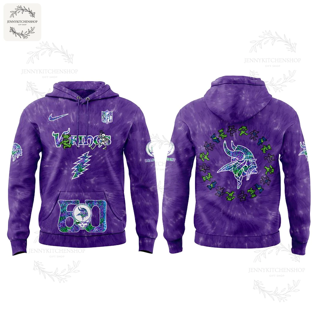 Minnesota Vikings Grateful Dead 60th Anniversary 2025 Hoodie