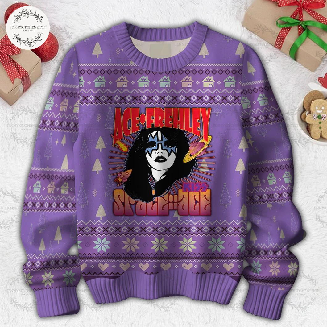 Ace Prehley Kiss For Fans Christmas Ugly Sweater