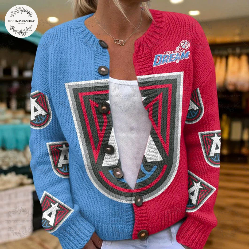 Atlanta Dream WNBA Christmas Fans Knitted Cardigan Sweater