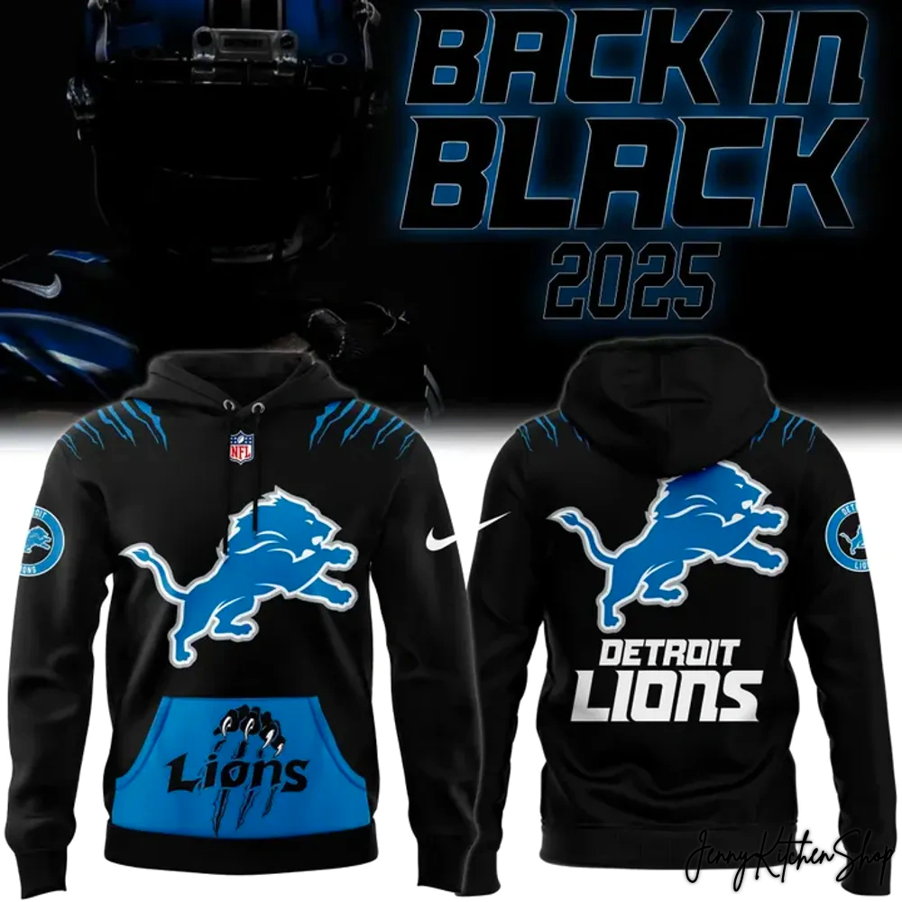 Back In Black Detroit Lions 2025 Hoodie
