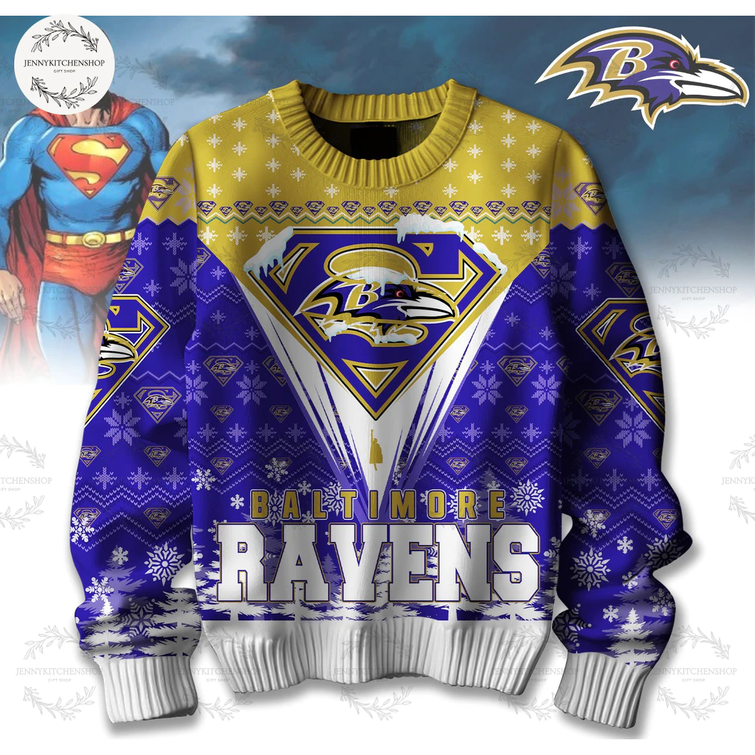 Baltimore Ravens 2025 Merry Super Christmas Ugly Sweater