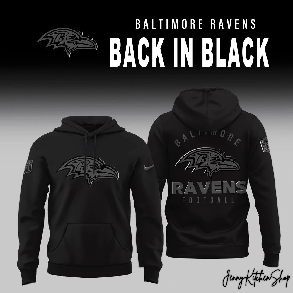 Baltimore Ravens Back In Black 2025 Limited Collection Hoodie