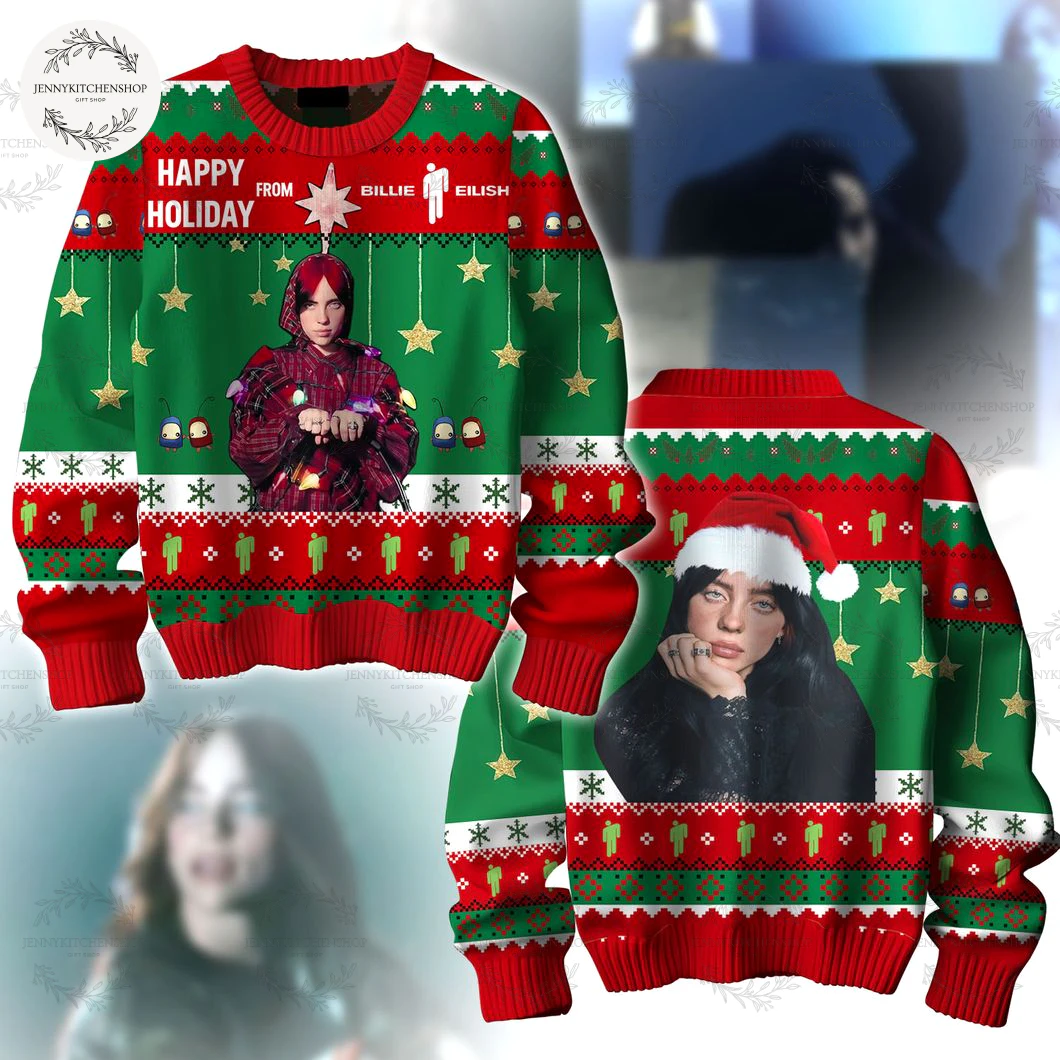 Billie Eilish Happy Holiday Christmas Ugly Sweater