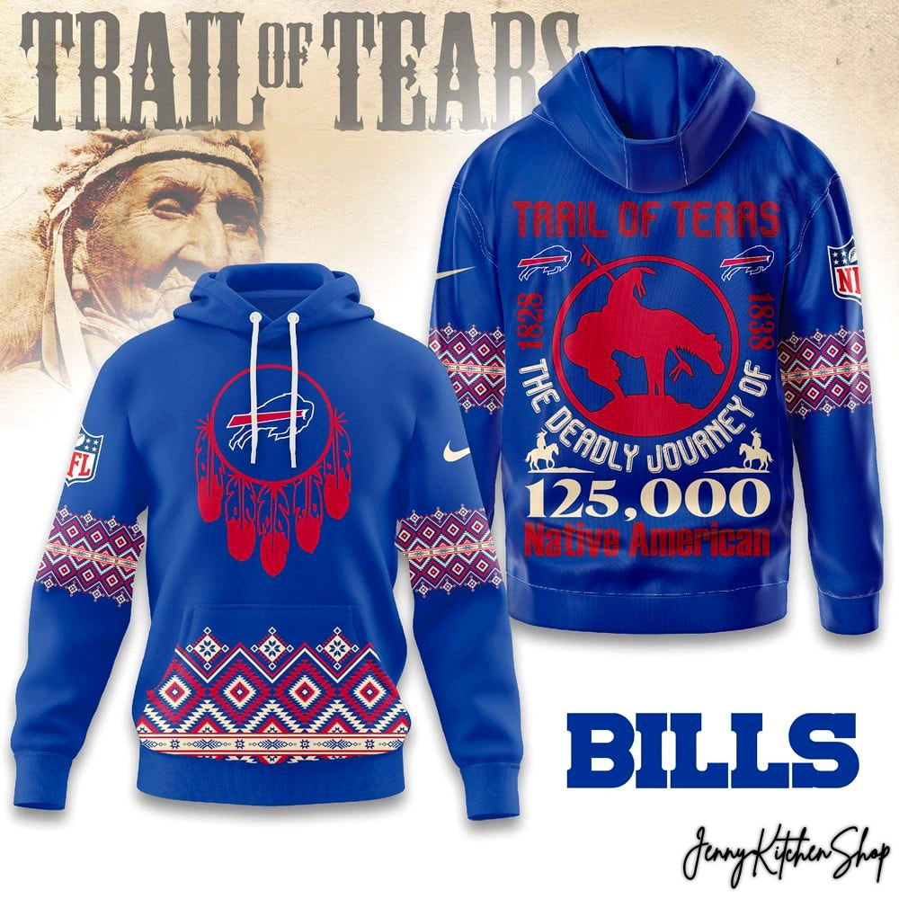 Buffalo Bills 2025 Trail of Tears Blue Hoodie