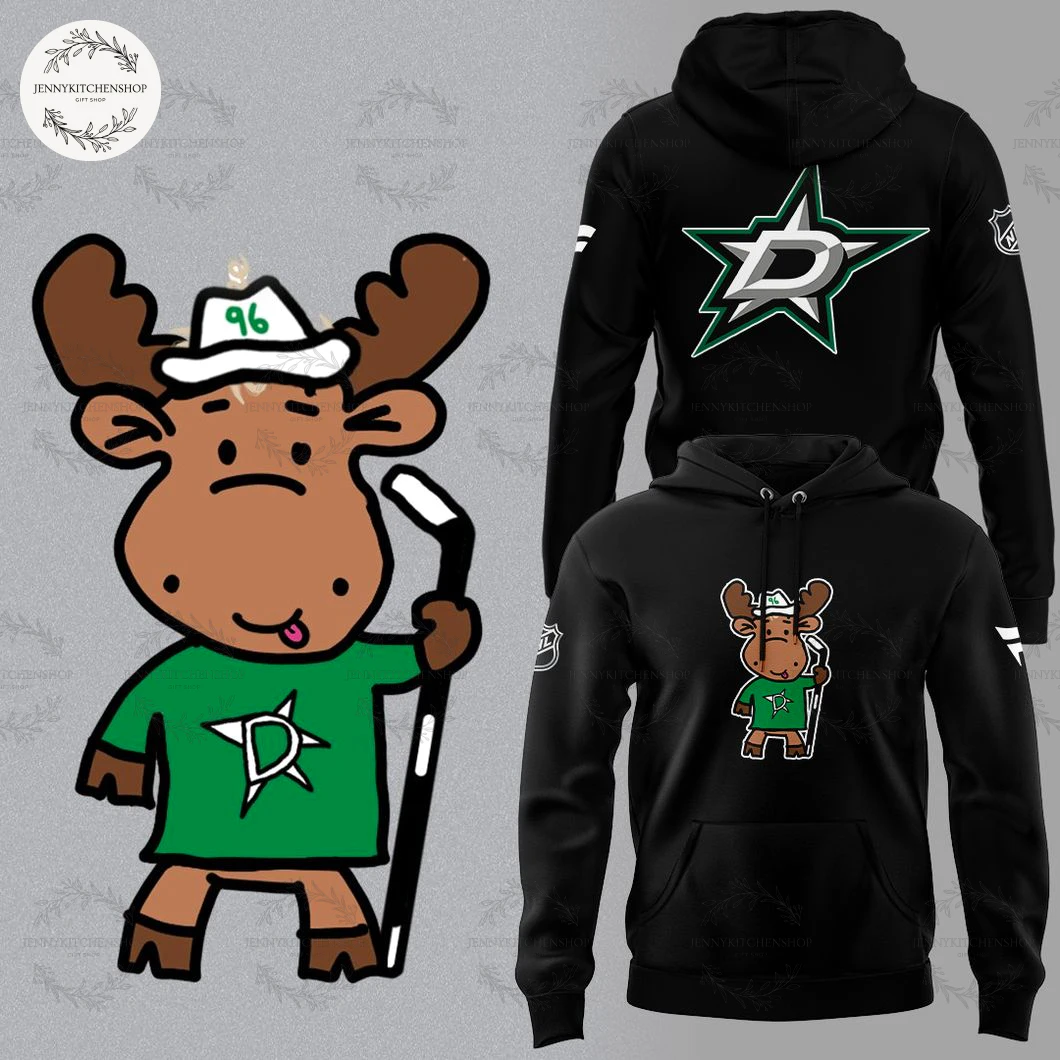 Dallas Stars Doodle Moose 2025 Black T-Shirt