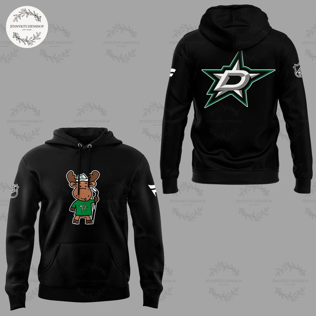 Dallas Stars Doodle Moose 2025 Black T-Shirt