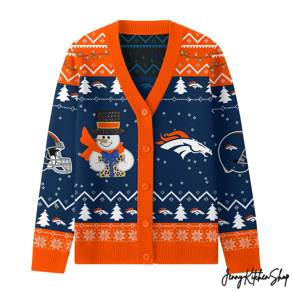 Denver Broncos Christmas Cozy Cardigan Sweater