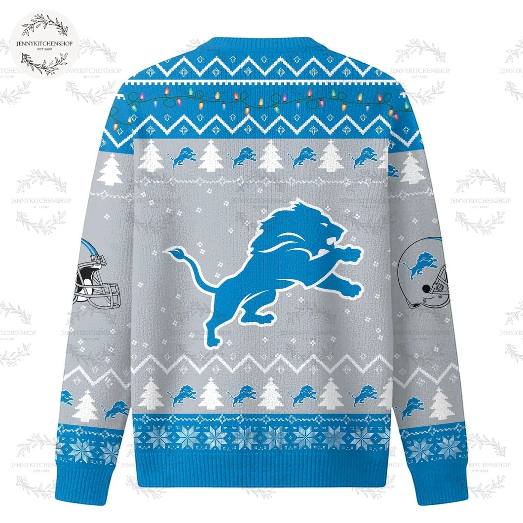 Detroit Lions 2025 Happy Holiday Cardigan Sweater