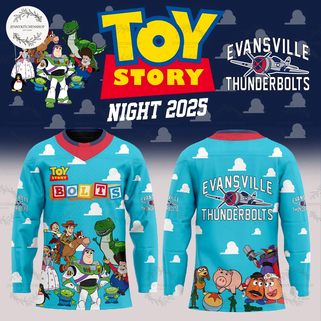 Evansville Thunderbolts Toy Story 2025 Hockey Jersey