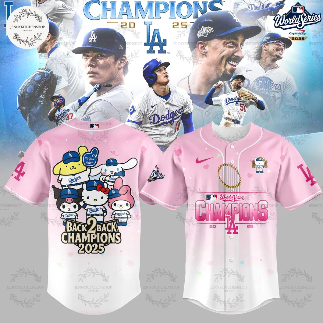 LA Dodgers 2025 World Series Hello Kitty Pink Jersey