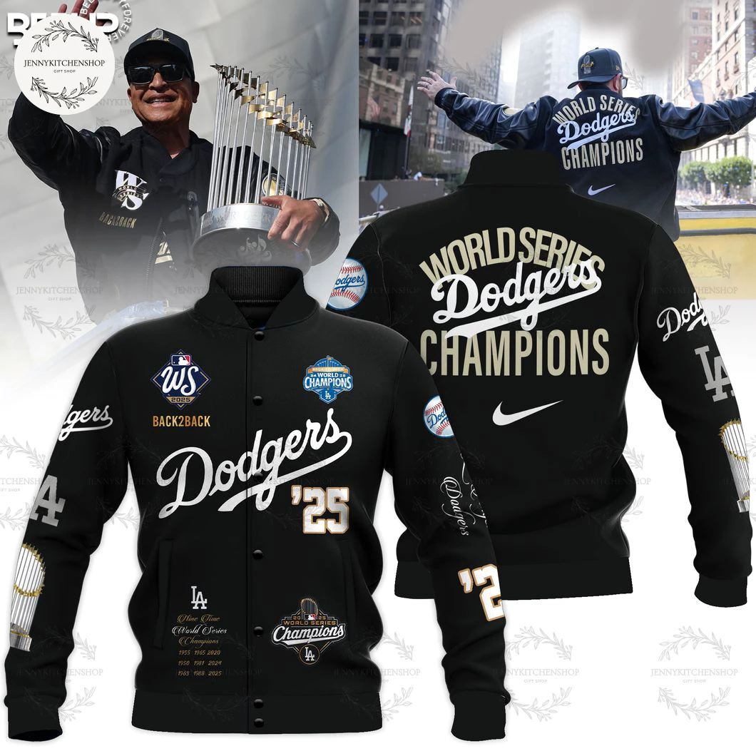 Los Angeles Dodgers 2025 World Series Champions Black Baseball Jacket