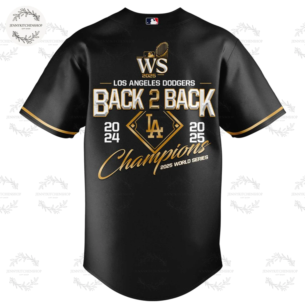 Los Angeles Dodgers Back 2 Back Champions 2025 World Series Limited Edition Black Jersey