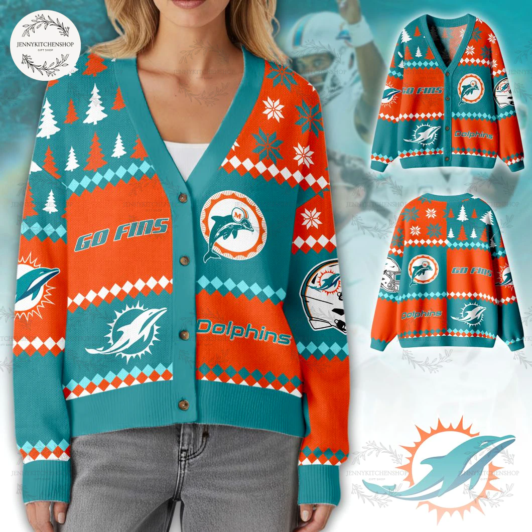 Miami Dolphins Go Finds New Knitted Cardigan Sweater