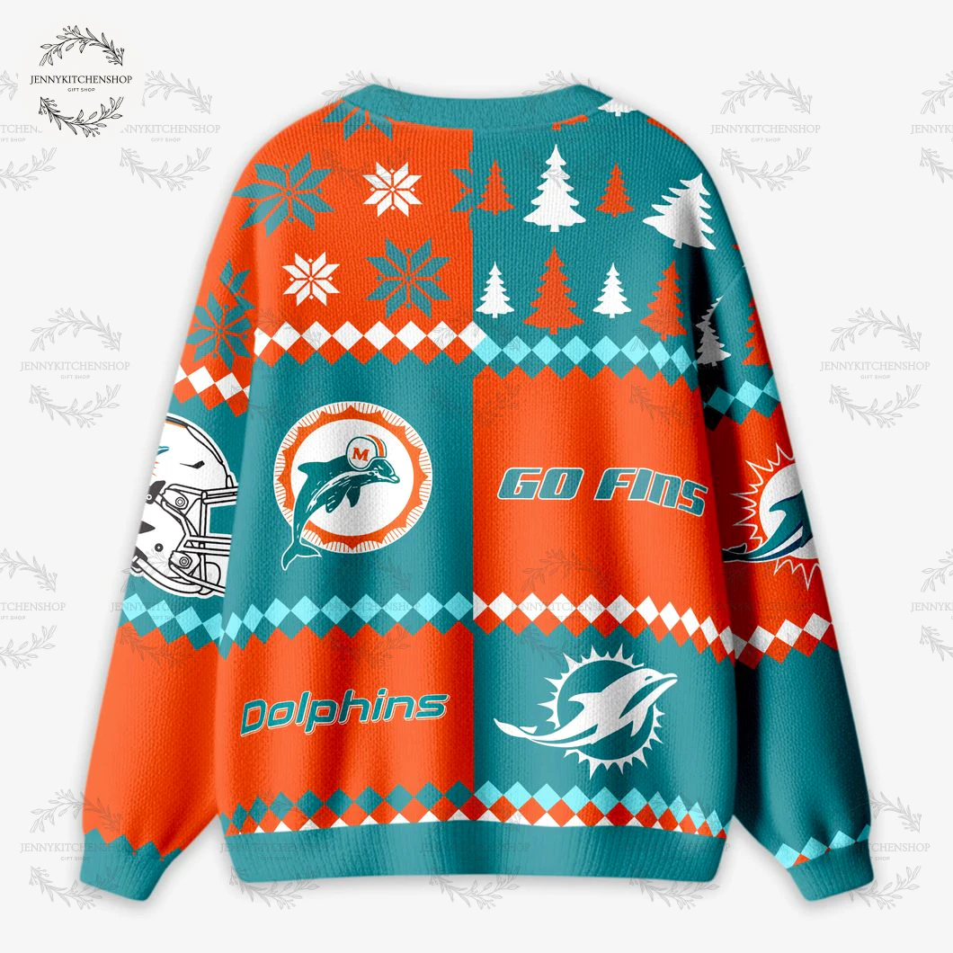 Miami Dolphins Go Finds New Knitted Cardigan Sweater