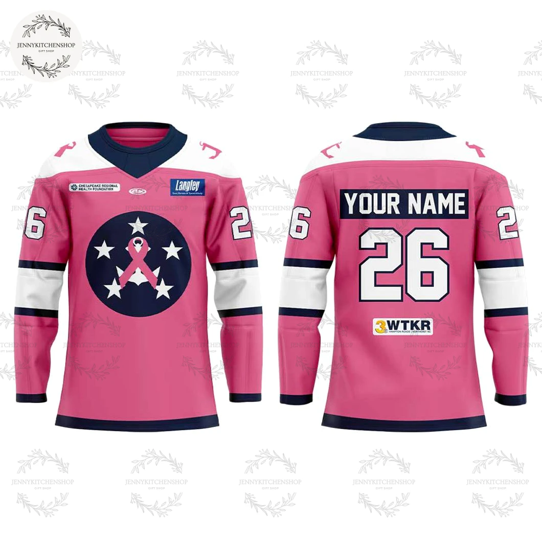Norfolk Admirals Fight Cancer 2025 Pink Hockey Jersey