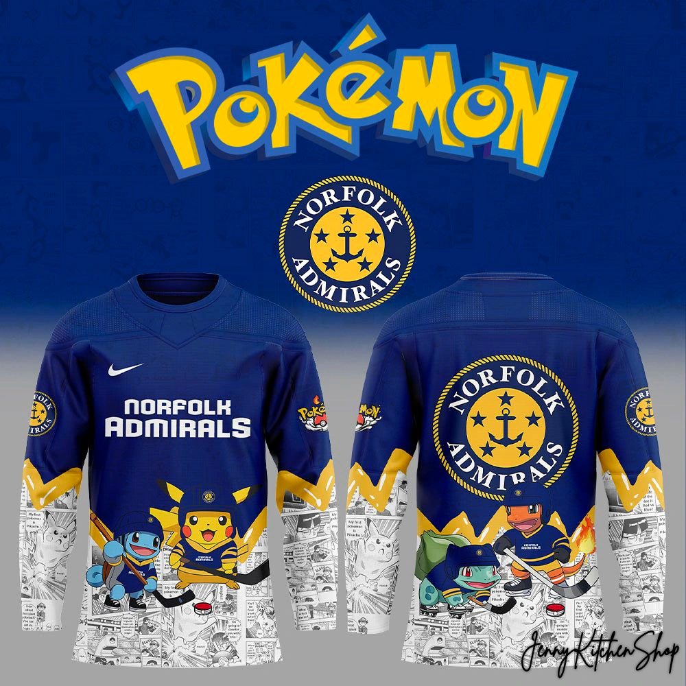 Norfolk Admirals x Pokémon 2025 Hockey Jersey