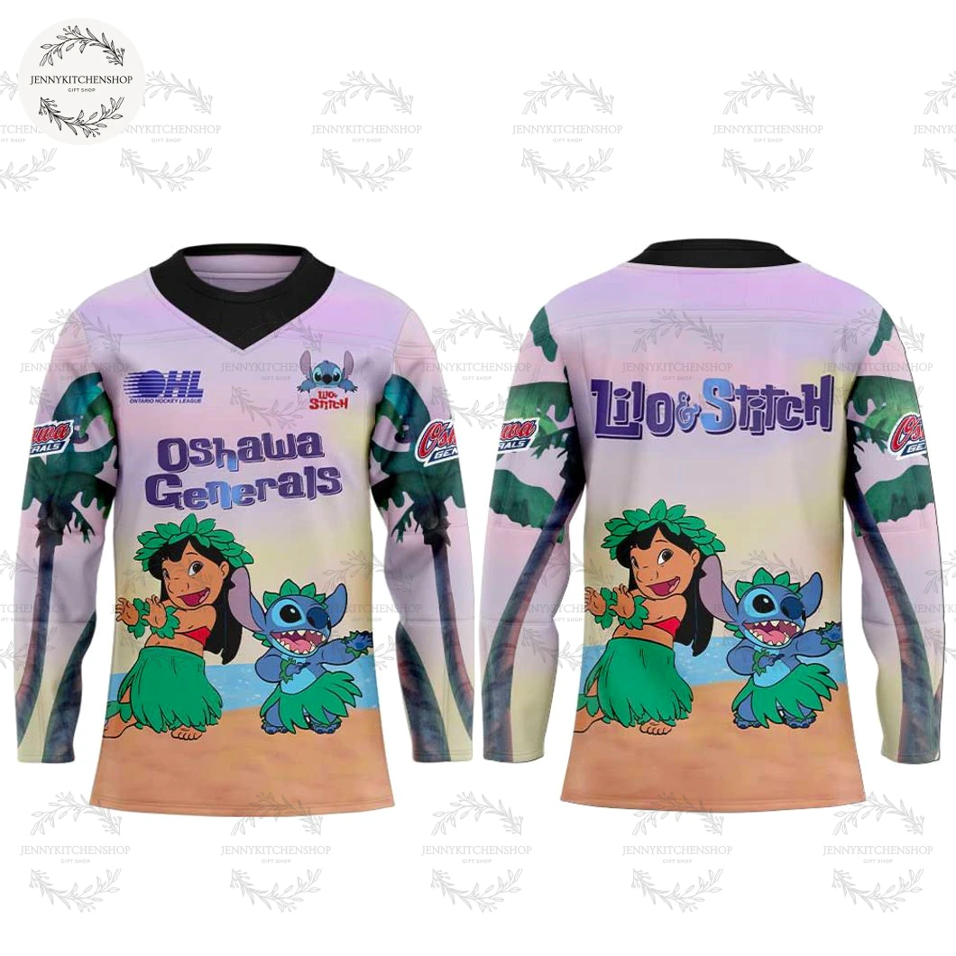 Oshawa Generals Lilo & Stitch 2025 Limited Hockey Jersey