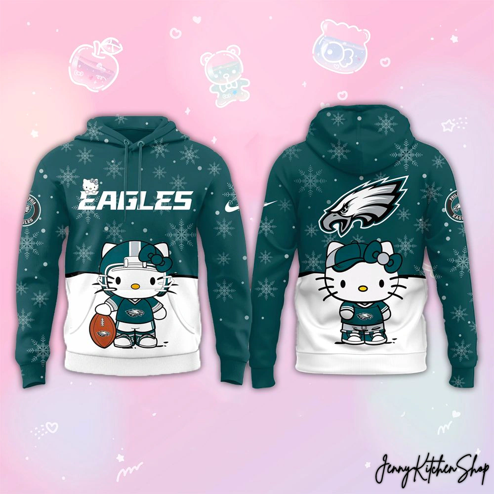 Philadelphia Eagles x Hello Kitty Snow Christmas Hoodie