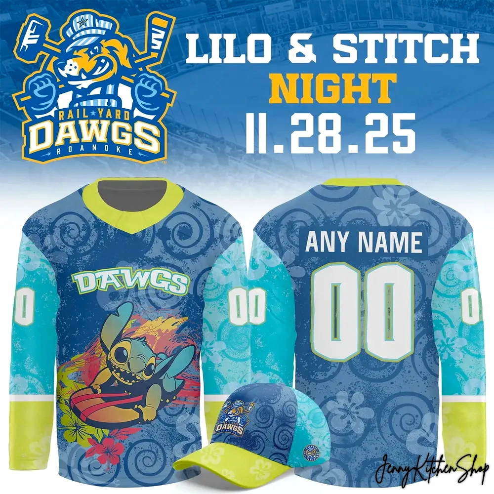 Roanoke Rail Yard Dawgs x Stitch 2025 New Hockey Jersey