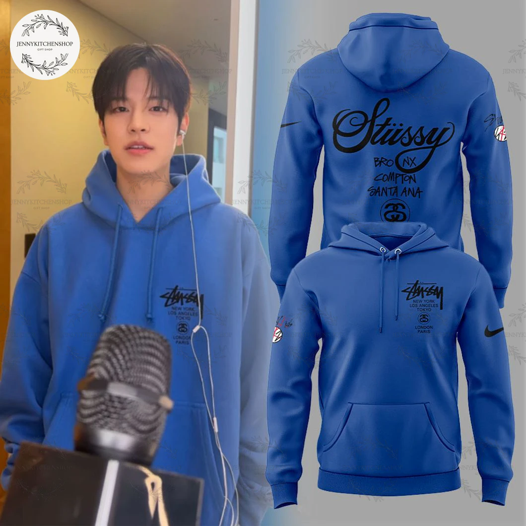 Stray Kids Stussy World Tour 2025 New Blue Hoodie