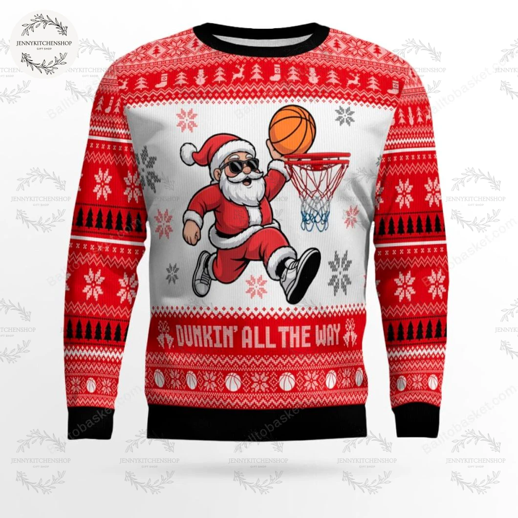 Ugly Christmas Sweater for Basketball Fans