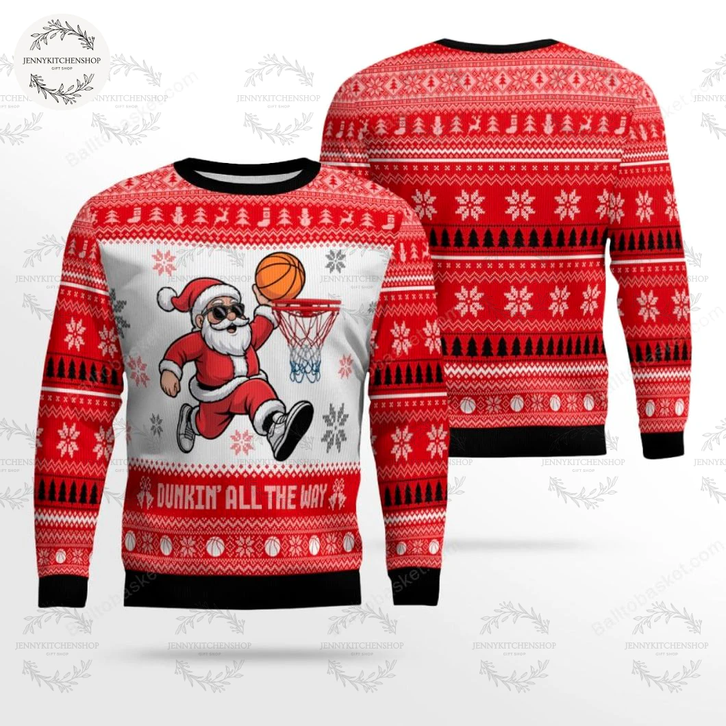 Ugly Christmas Sweater for Basketball Fans