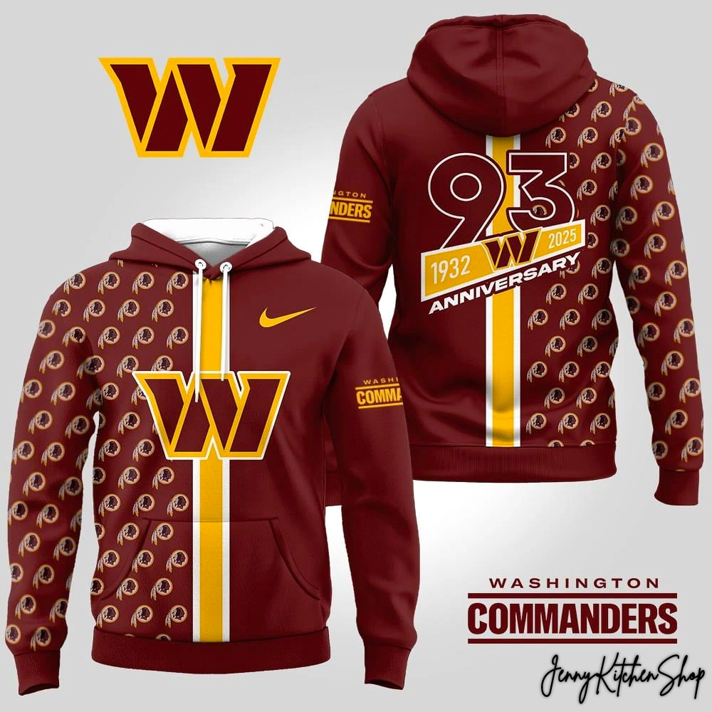 Washington Commanders NFL 93th Anniversary 1932-2025 Hoodie