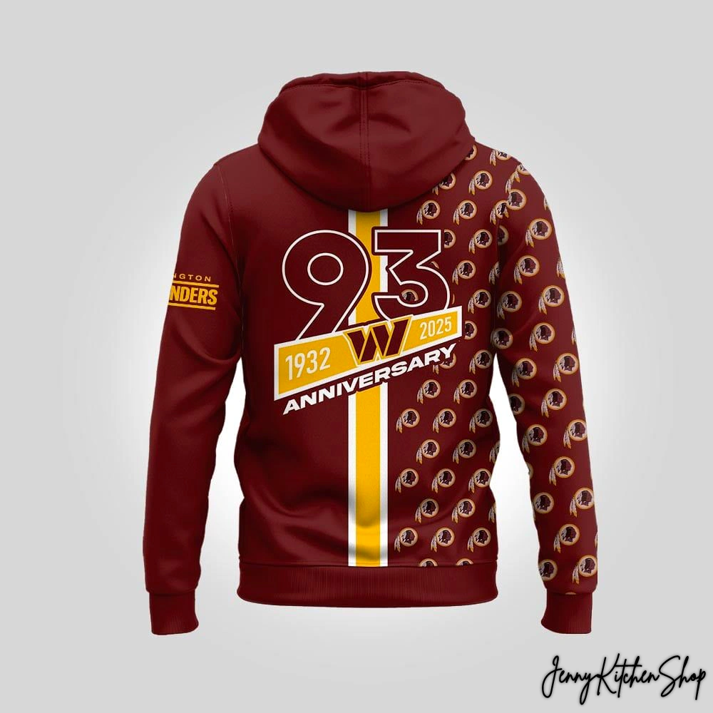 Washington Commanders NFL 93th Anniversary 1932-2025 Hoodie