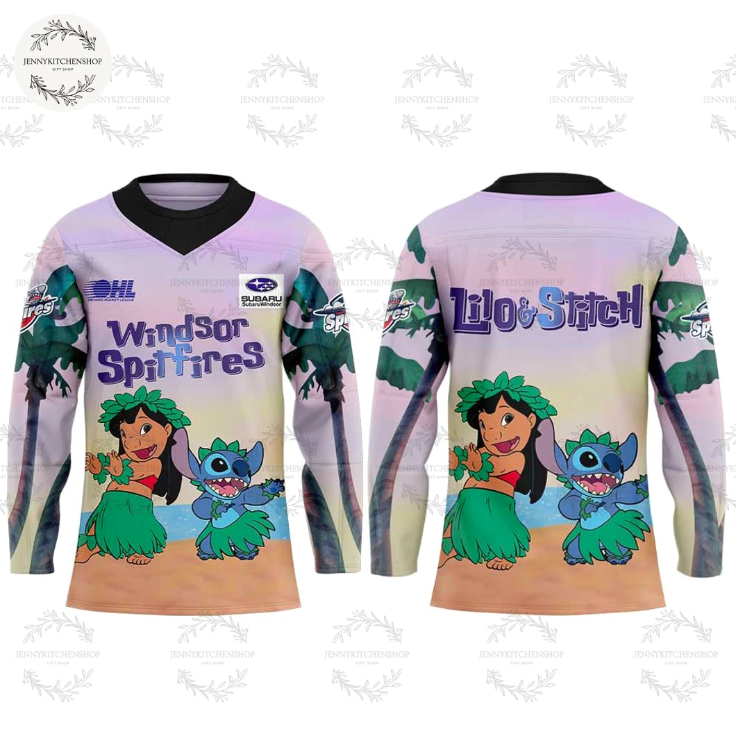 Windsor Spitfires x Lilo Stitch New 2025 Limited Hockey Jersey