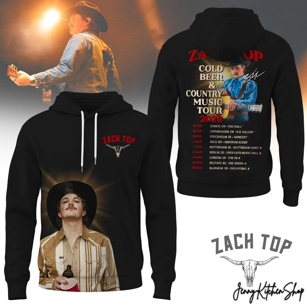 Zach Top Cold Beer And Country Music Tour 2026 Black Shirt